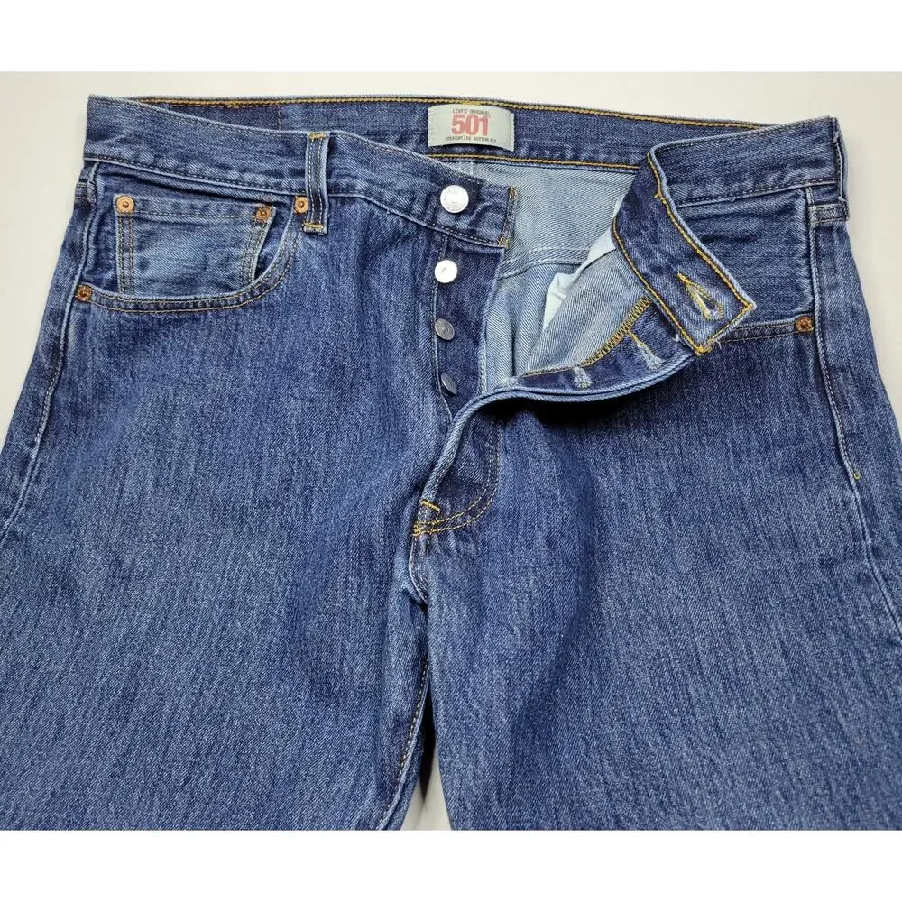 Levi's 501 Jeans Men's Button Fly Straight Leg Denim Pants Medium Wash W36 L34
